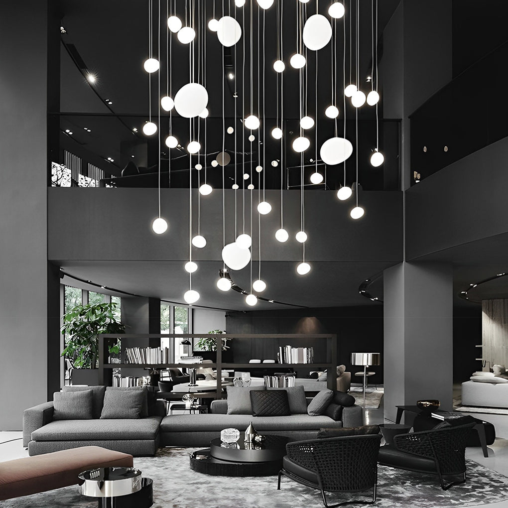 Modern Glass Globe LED Pendant Light White Spherical Hanging Lamp