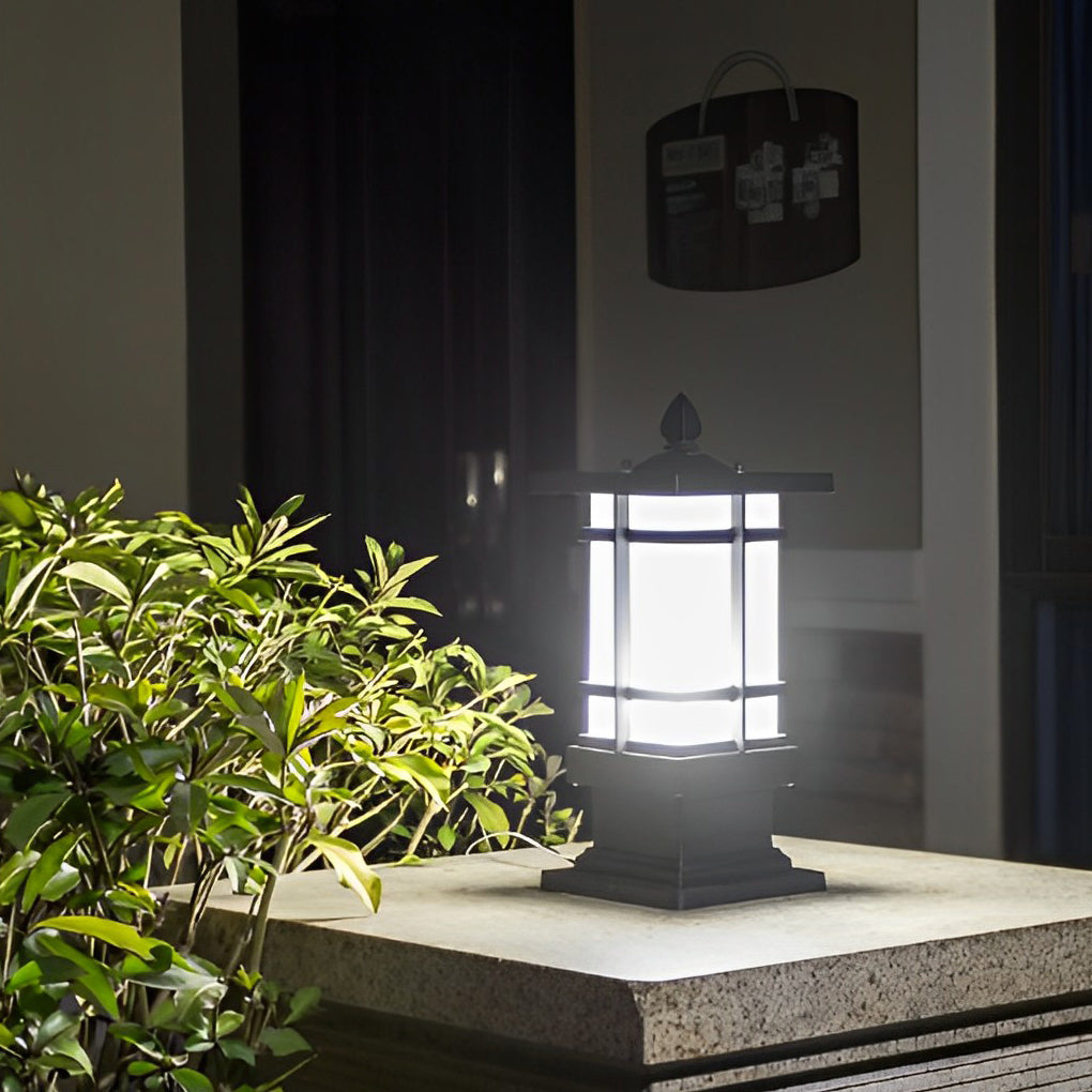 Modern Black Solar Outdoor Post Light with Remote Dimming