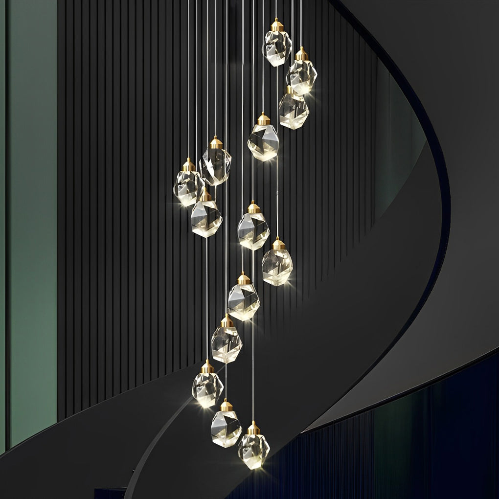 Spiral Crystal Staircase Chandelier Modern Electroplated Gold