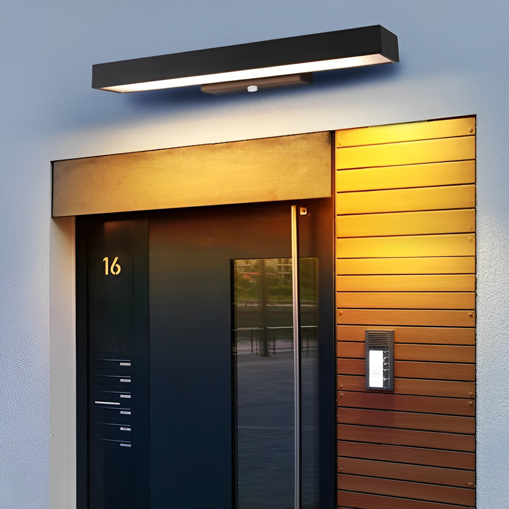 Modern Black Rectangle LED Outdoor Wall Light with Motion Sensor