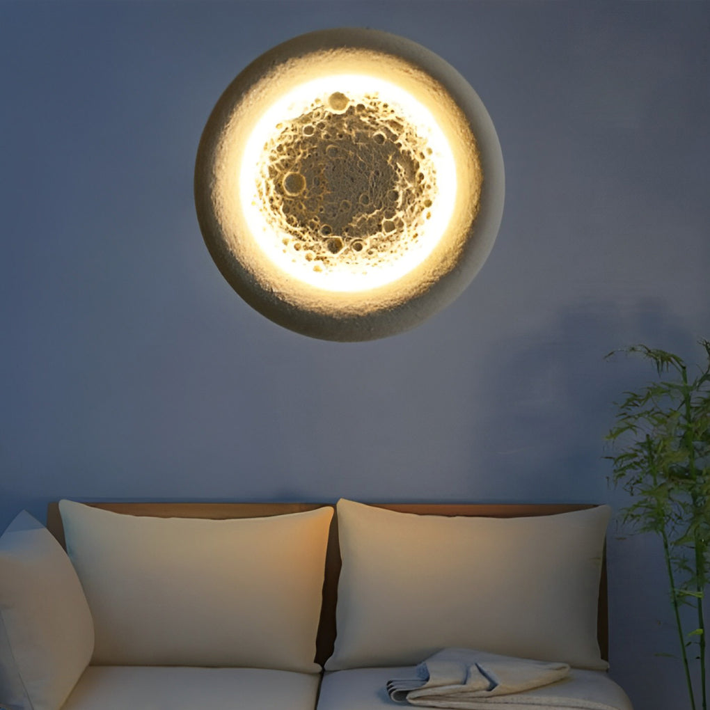 Moon Crater Concrete Outdoor Wall Light with Warm LED