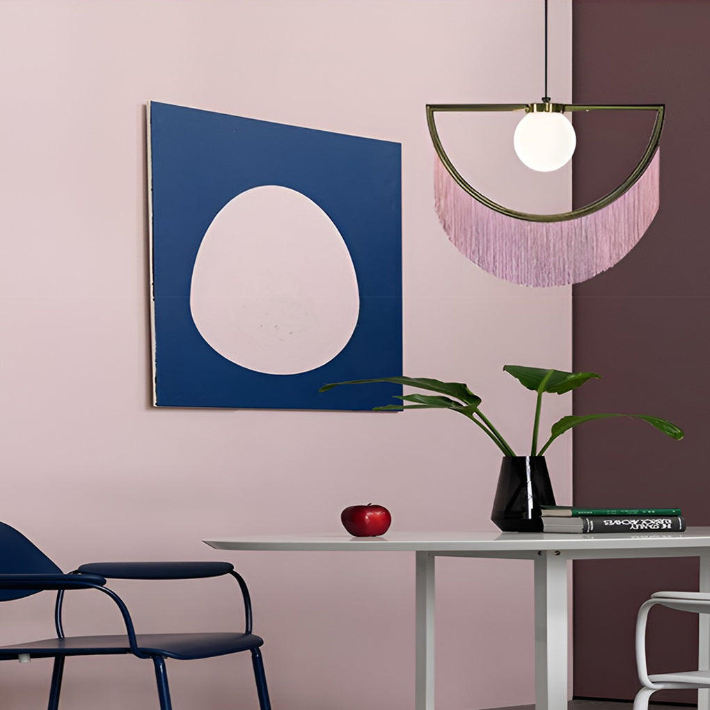 Pink Tassel Modern Pendant Light with Adjustable Height