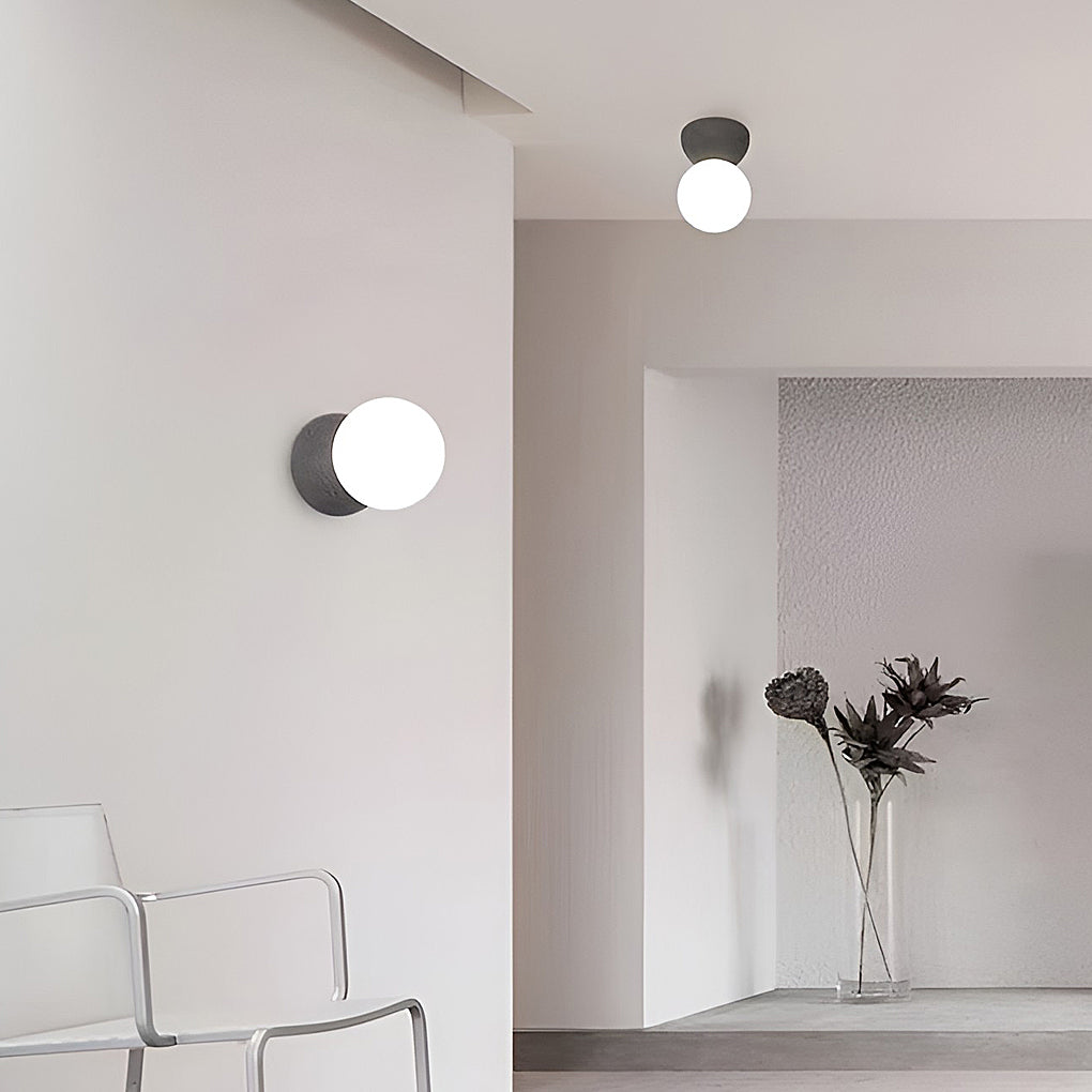 Modern Round Cement LED Wall Sconce & Pendant Light