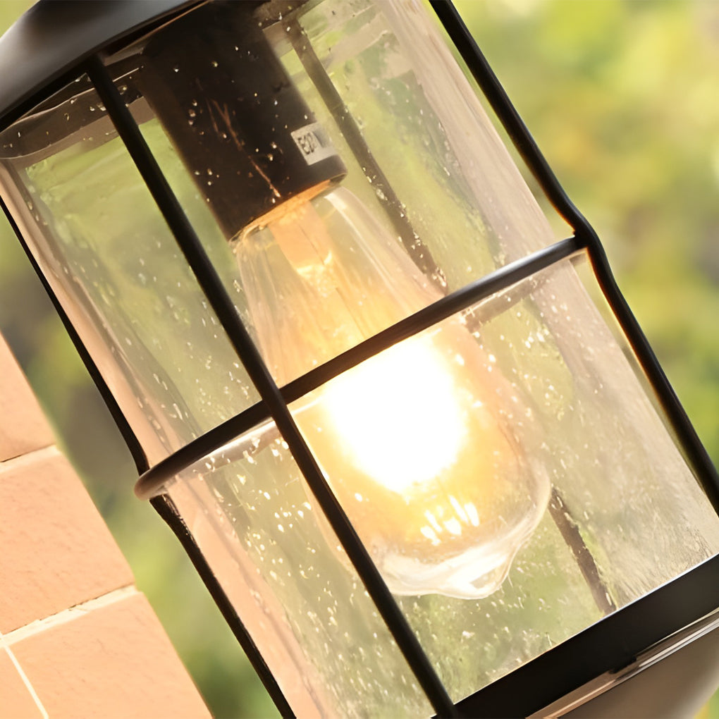 Industrial Glass Wall Sconce – Waterproof Black Outdoor Lighting