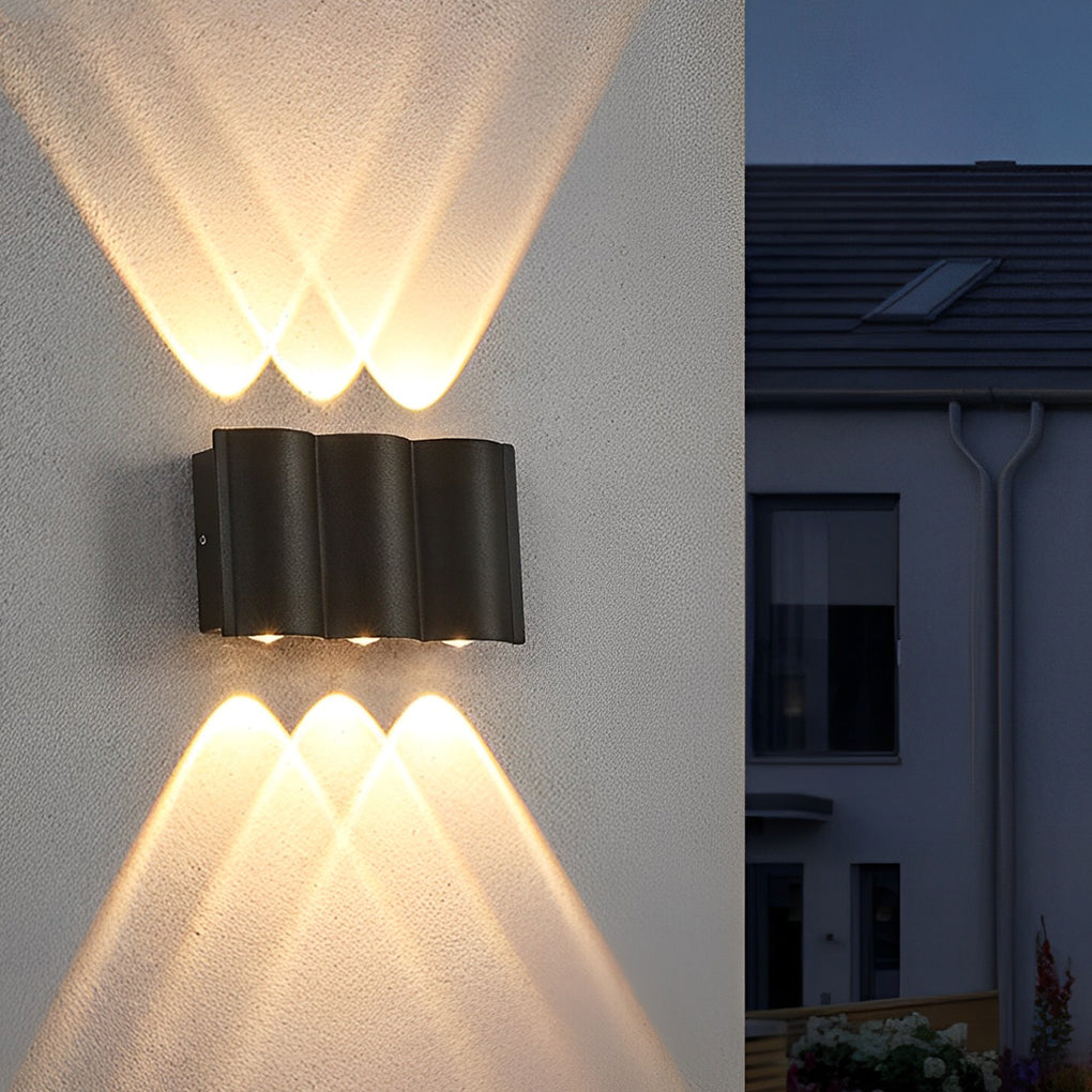 Modern Wave LED Outdoor Wall Light - Waterproof Aluminum Sconce