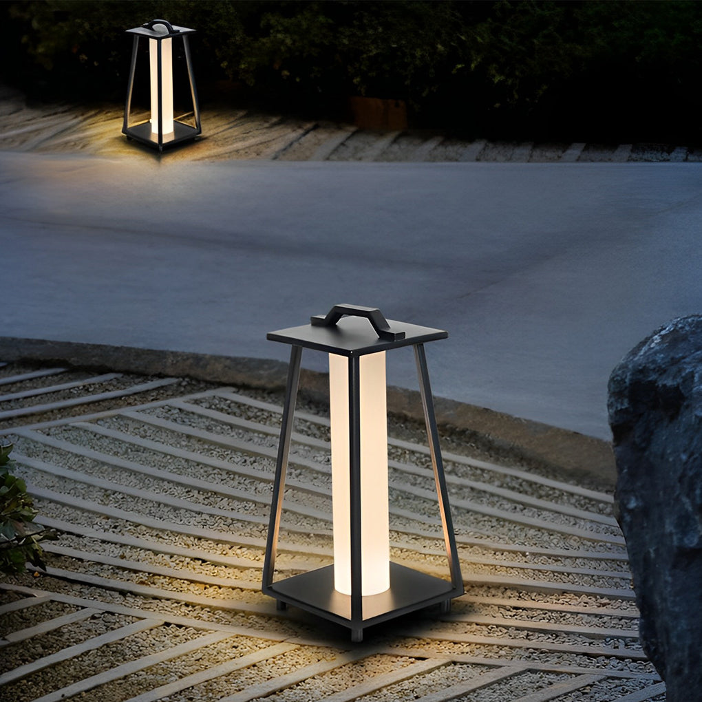Modern Black LED Outdoor Floor Lamp with Handle – Portable Lantern