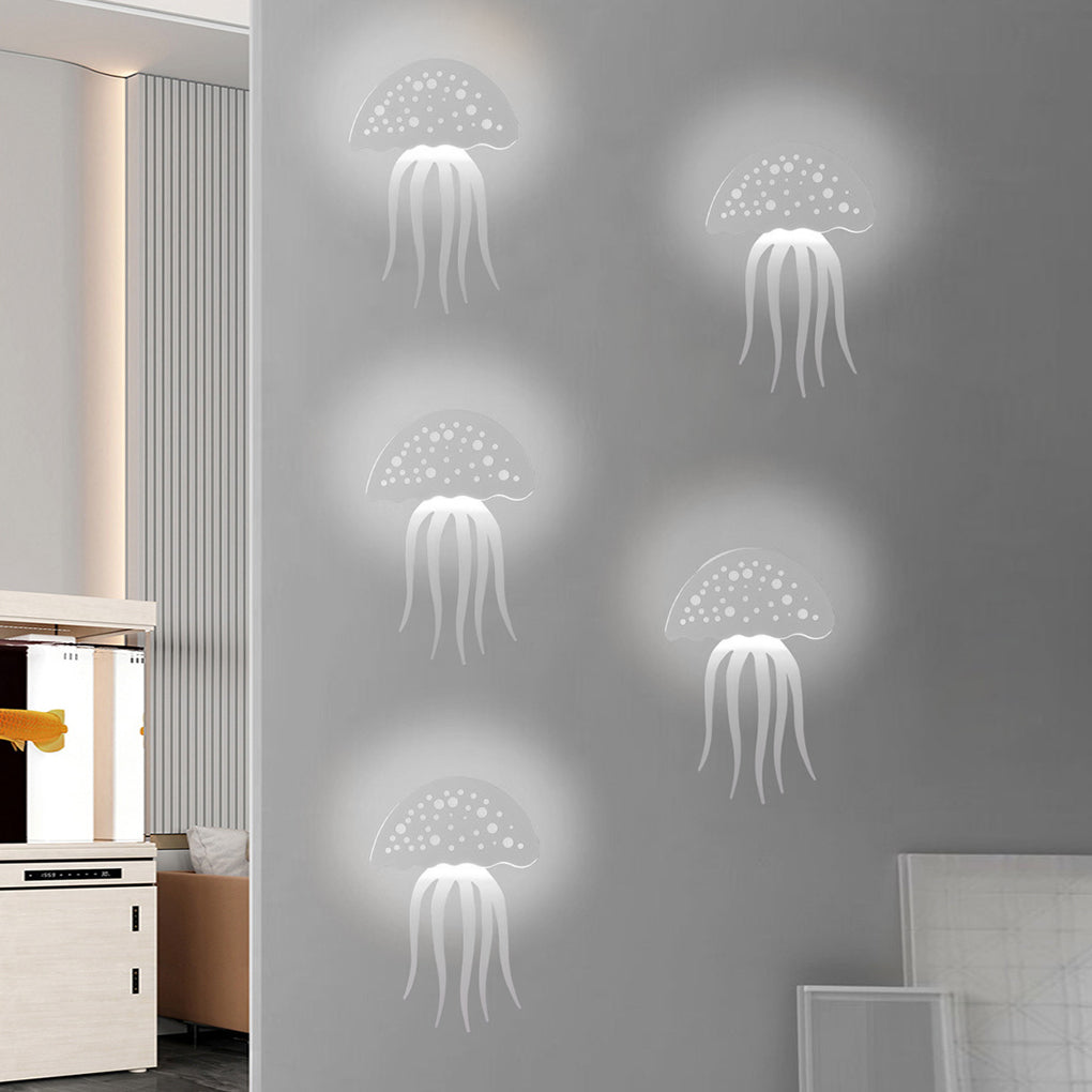Jellyfish LED Wall Sconce - Modern Acrylic & Metal White Finish