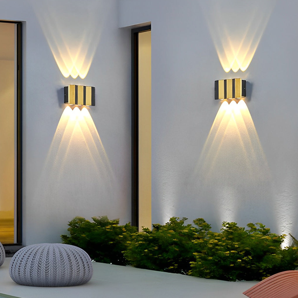 Modern Aluminum LED Outdoor Up Down Wall Light Black Gold Finish