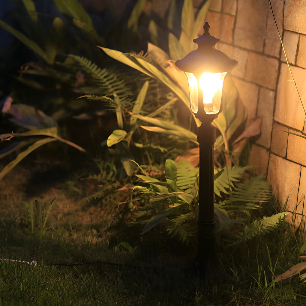 Vintage Black Outdoor Lawn Post Light with Water Glass Lens