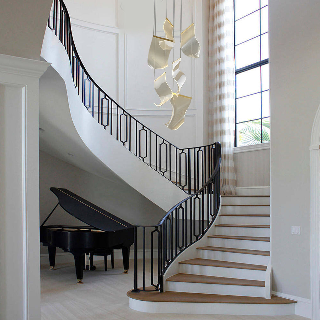 Modern Acrylic Curl Chandelier with Stepless Dimming LED