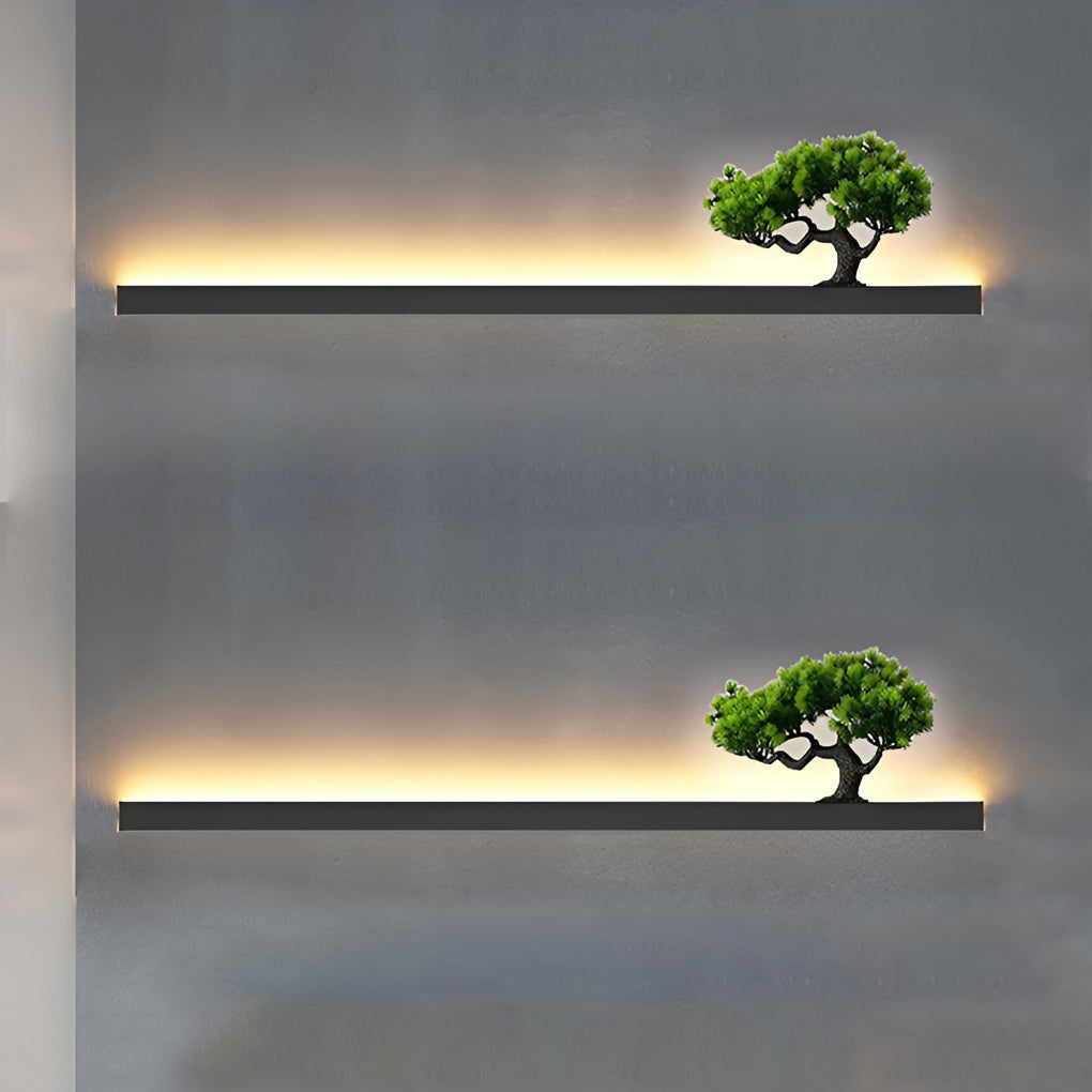 Waterproof Strip Outdoor Wall Light with Botanical Accent