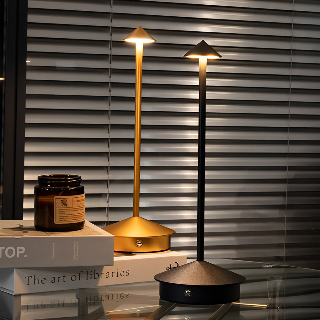 Cordless Mushroom Table Lamp - Modern Aluminum LED Touch Dimming
