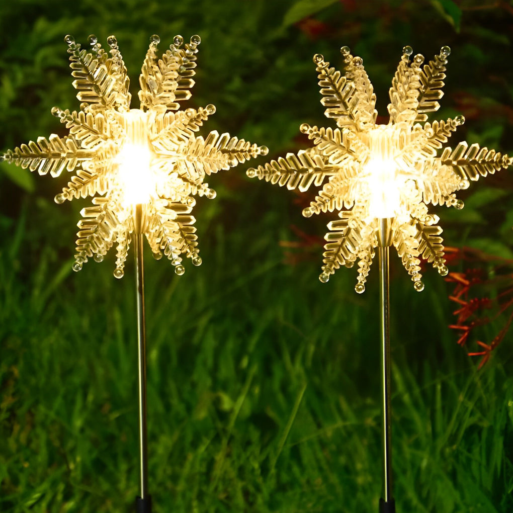 Solar Snowflake Lawn Lights Set - Acrylic Outdoor Garden Decor