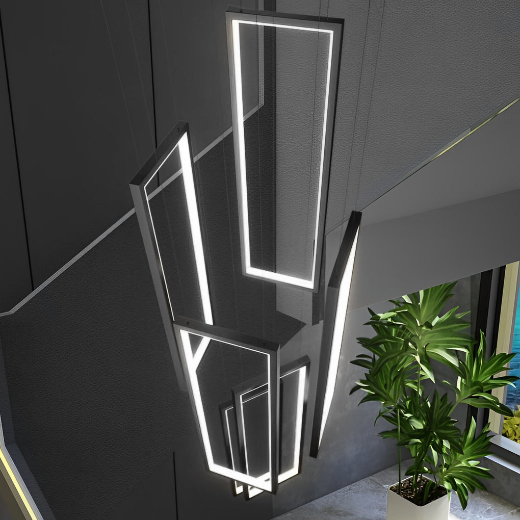 Modern Black Aluminum LED Staircase Chandelier with Adjustable Design