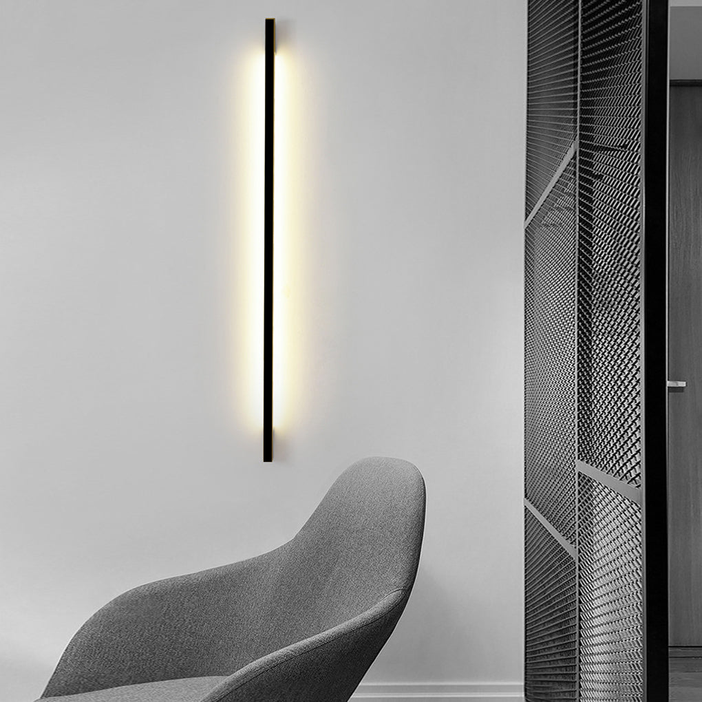 Minimalist LED Strip Wall Light with 3-Step Dimming - Black Iron