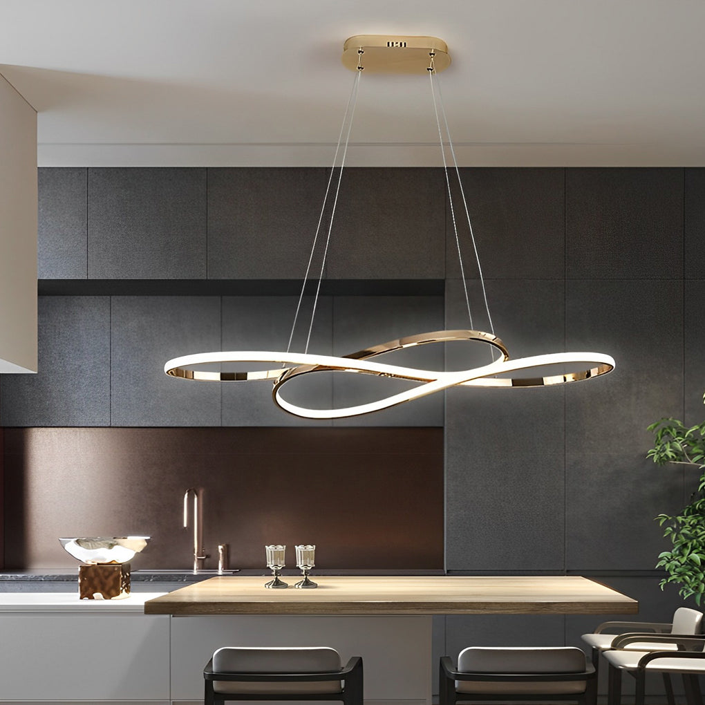 Wavy Double Wave LED Pendant Light Modern Aluminum Chandelier