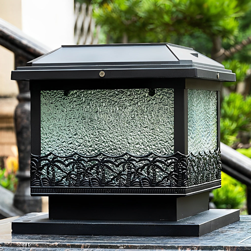 Modern Solar LED Fence Post Light - Waterproof Metal Outdoor Lighting