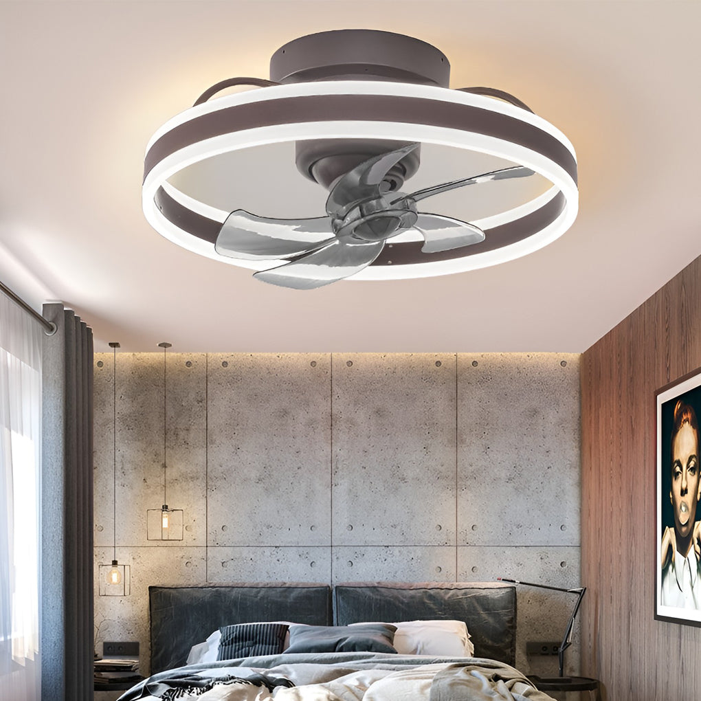 Modern Ceiling Fan Light with Stepless Dimming & Remote Control