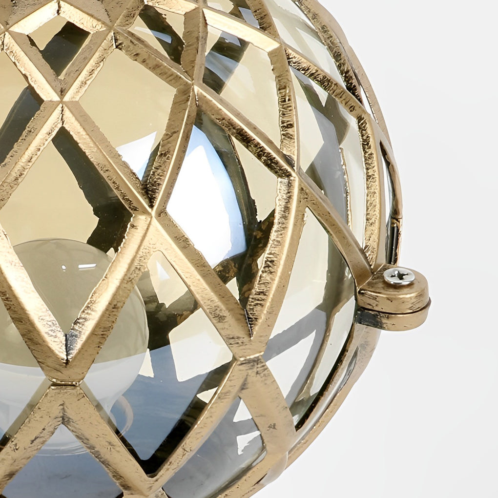 Modern Round Ball Outdoor Post Light – Aluminum & Glass