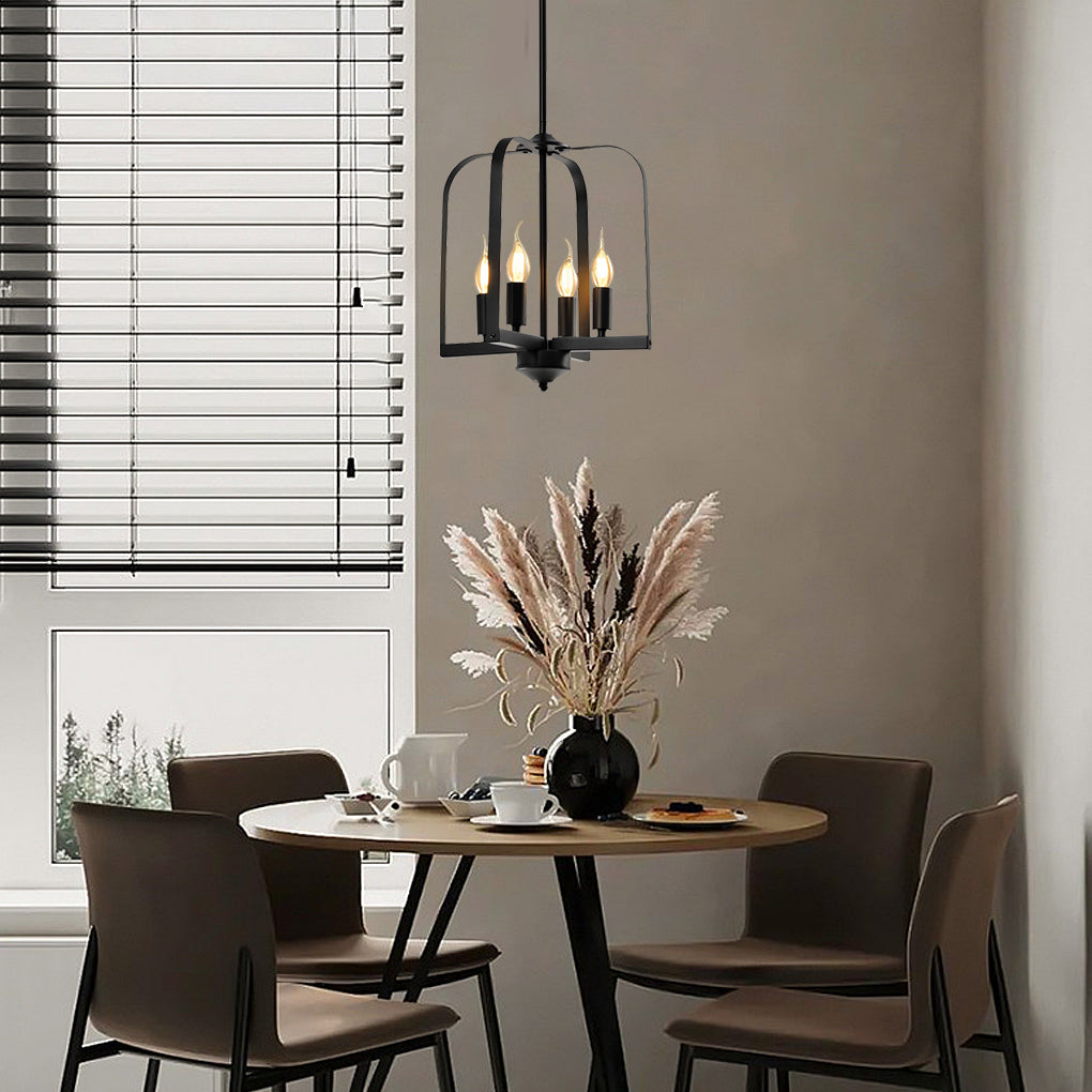 Industrial Iron Cage Pendant & Ceiling Light Fixture - Black