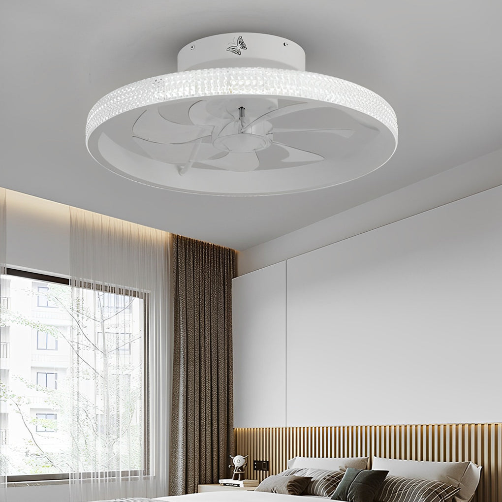 Modern Bladeless Ceiling Fan with LED Light & Remote - Silent