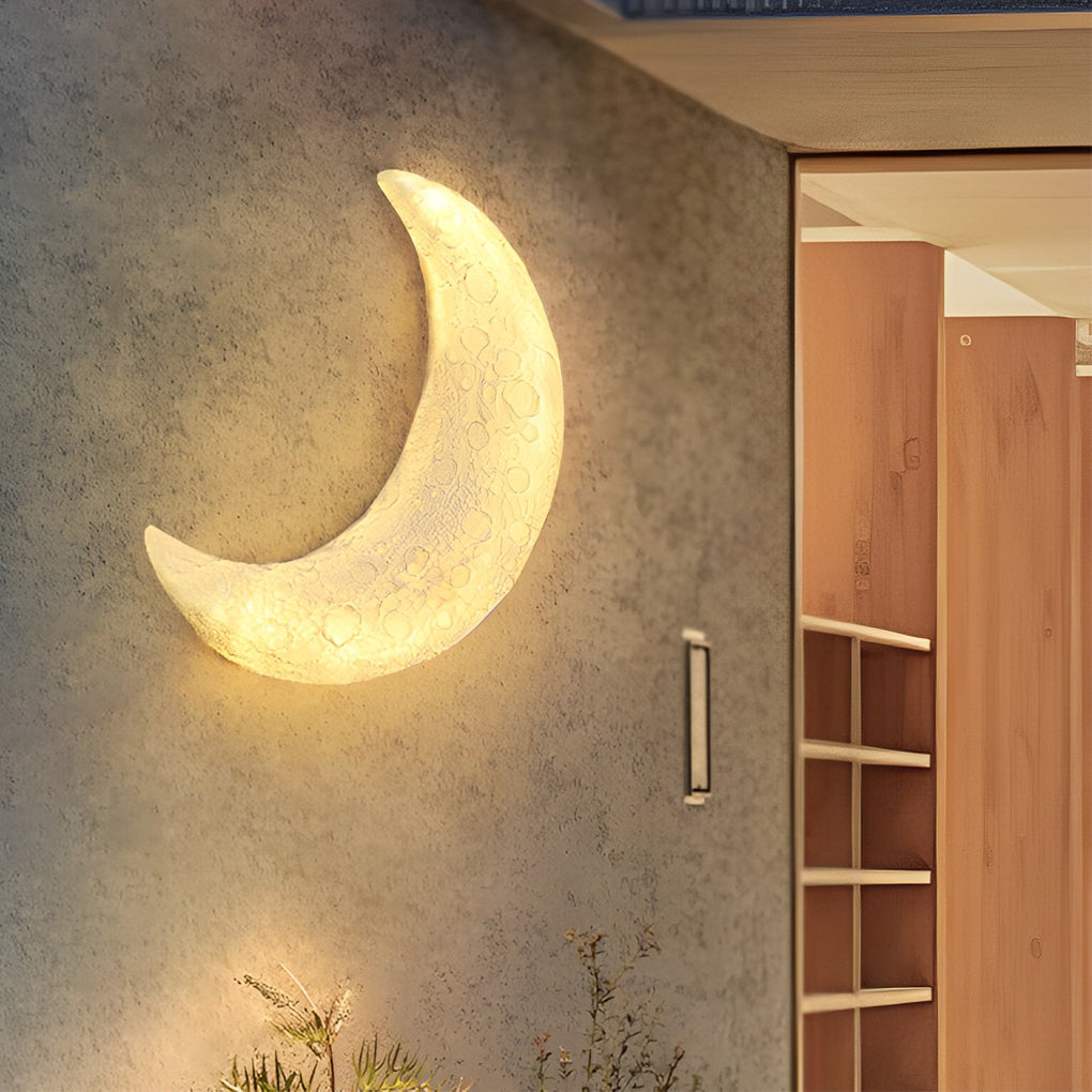 Moon Resin Waterproof LED Outdoor Wall Sconce Modern White
