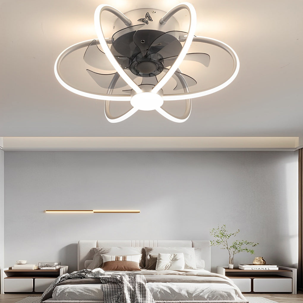 Floral Bladeless Ceiling Fan Light with Dimmable LED