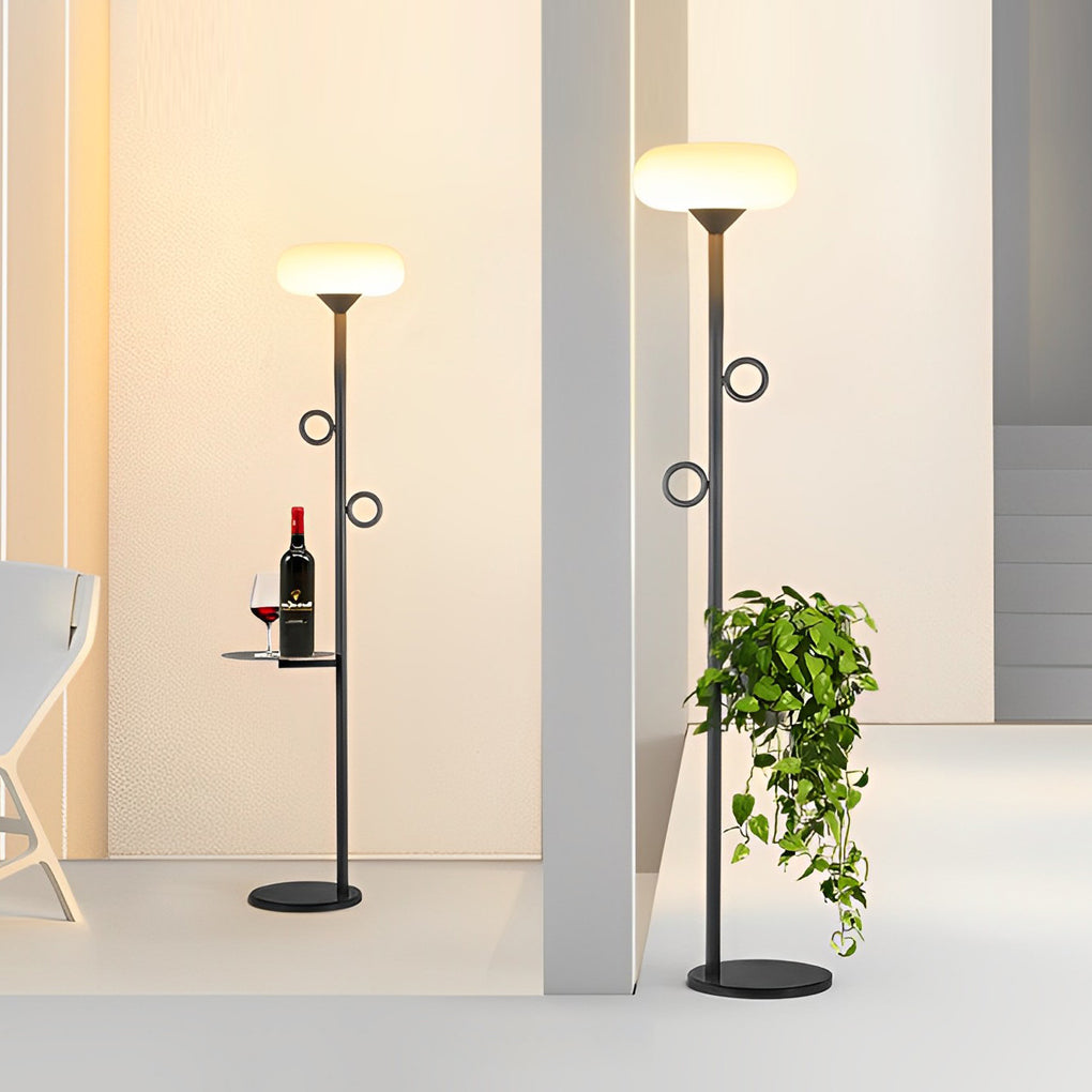 Modern LED Outdoor Floor Lamp with Remote Control - Black Steel