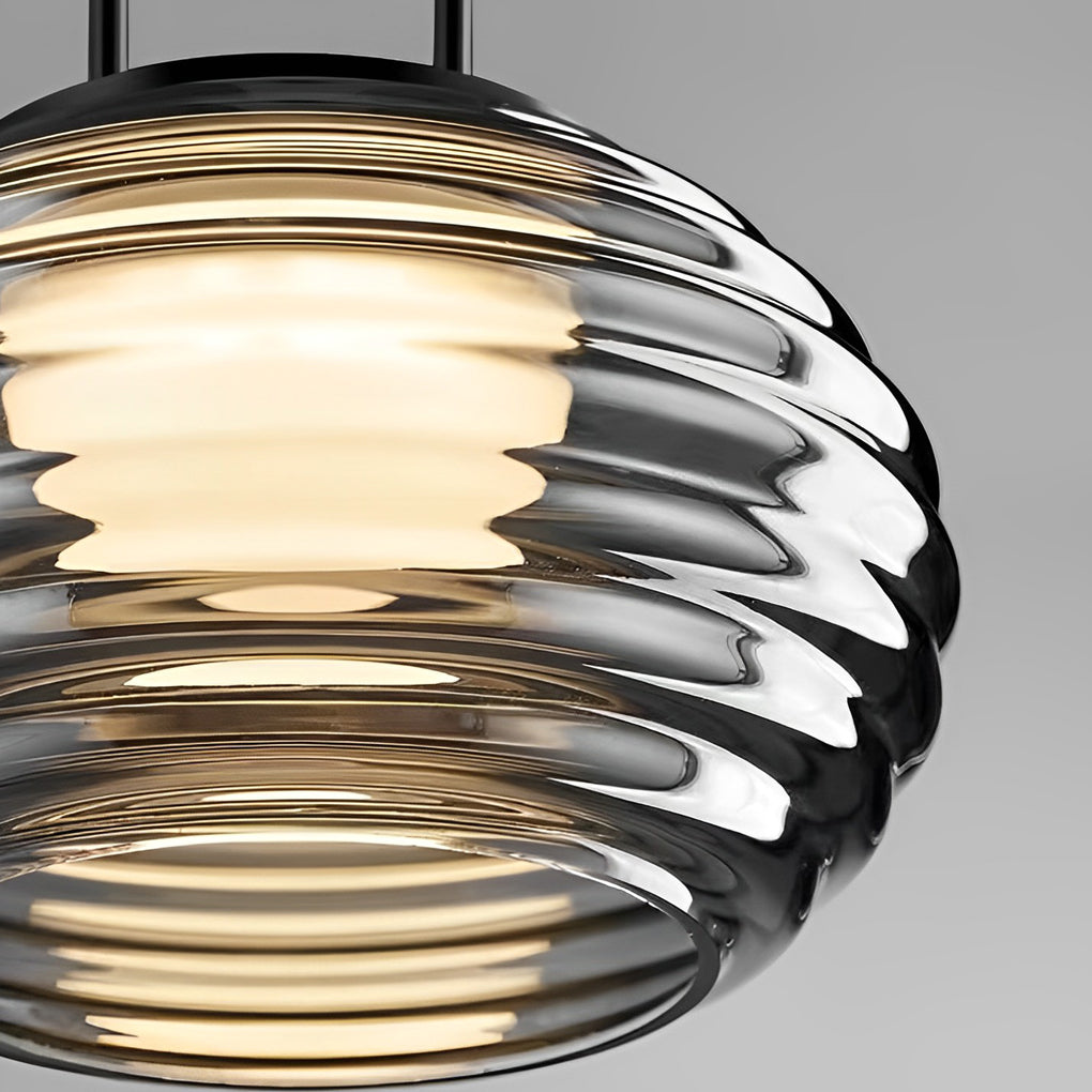 Smoke Gray Glass Ball Pendant Light Modern LED Island Lighting