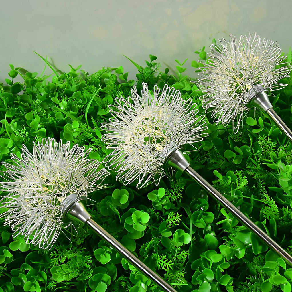 Modern Solar Dandelion Garden Lights | Aluminum LED Lawn Stake Set