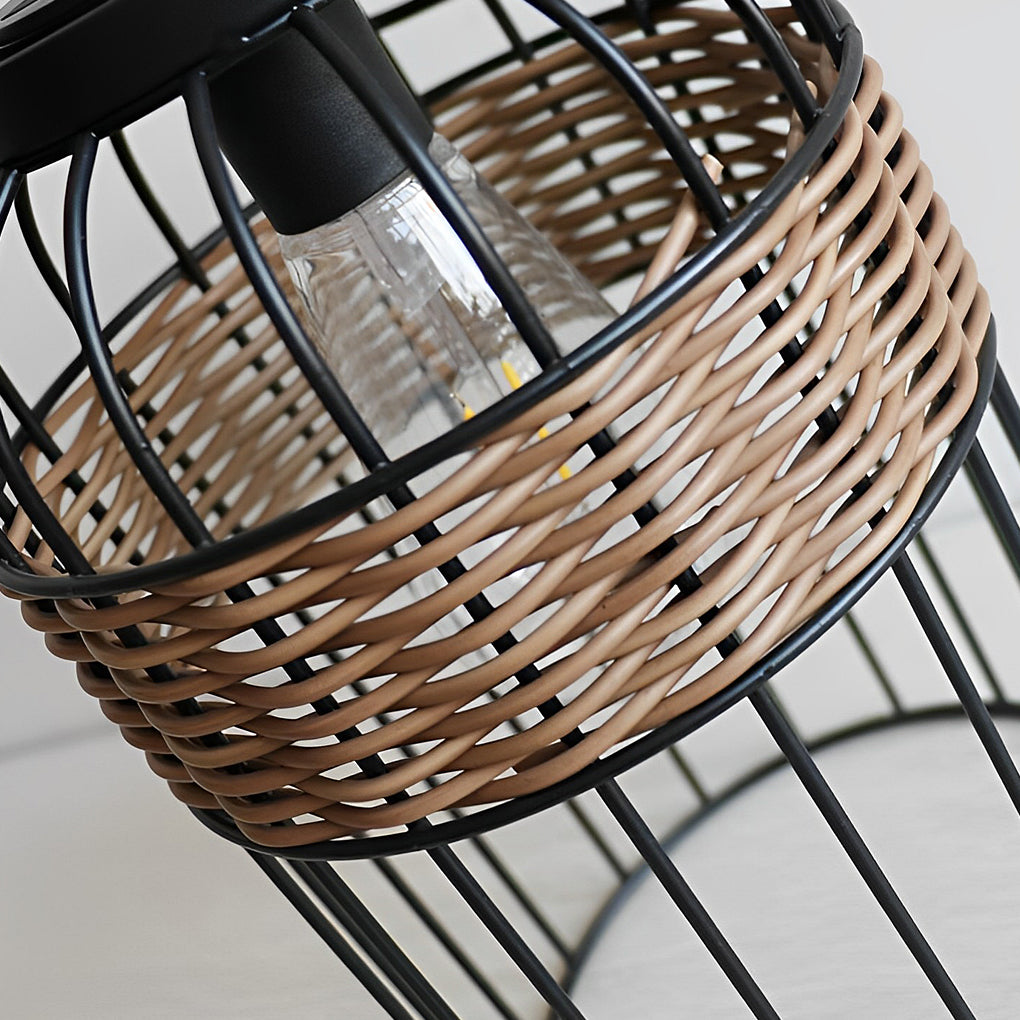 Handwoven Rattan Solar Lantern with Handle - Waterproof IP55