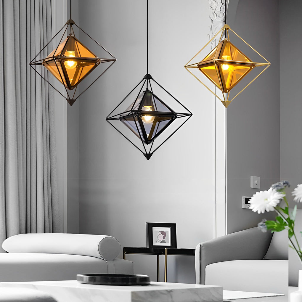 Geometric Glass Pendant Light Modern Minimalist Island Lighting