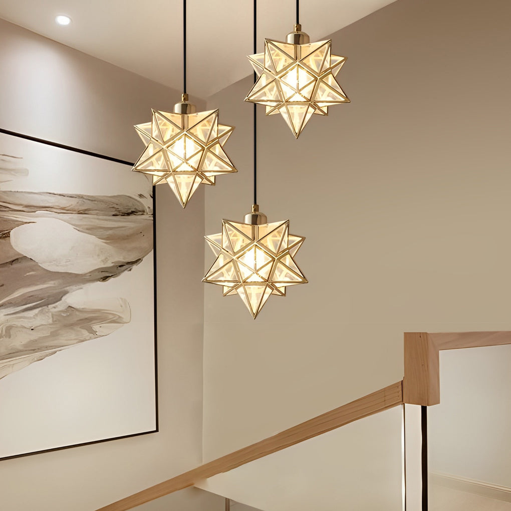 Star Pendant Light | Modern 3-Step Dimming | Glass & Iron Finish
