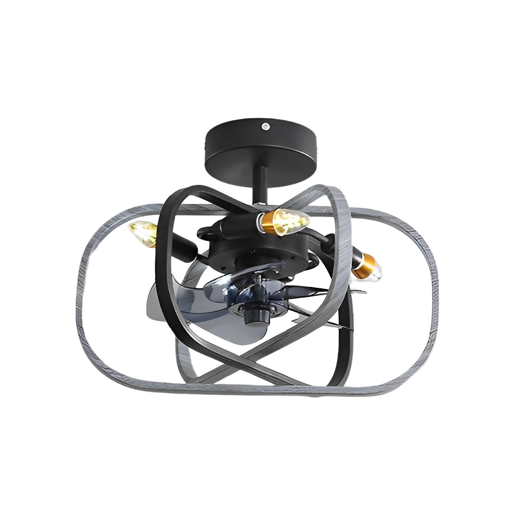 Retro Bladeless Ceiling Fan with Remote & Dimmable LED Light