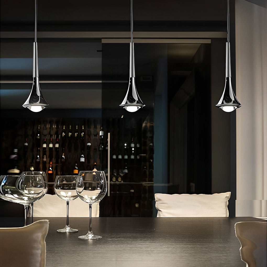 Water Drop Metal LED Pendant Light Modern Nordic Staircase Chandelier
