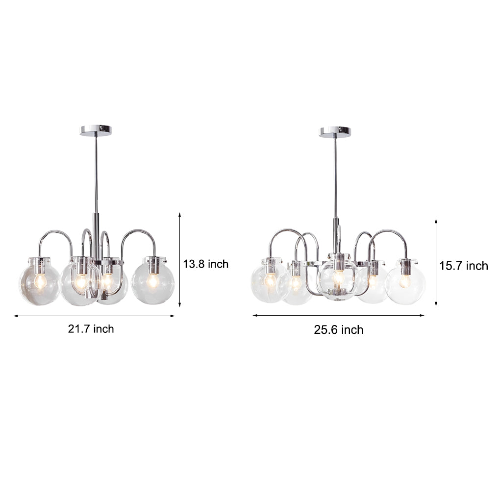 Glass Ball Curved Arm Chandelier - Modern Nordic Pendant Light