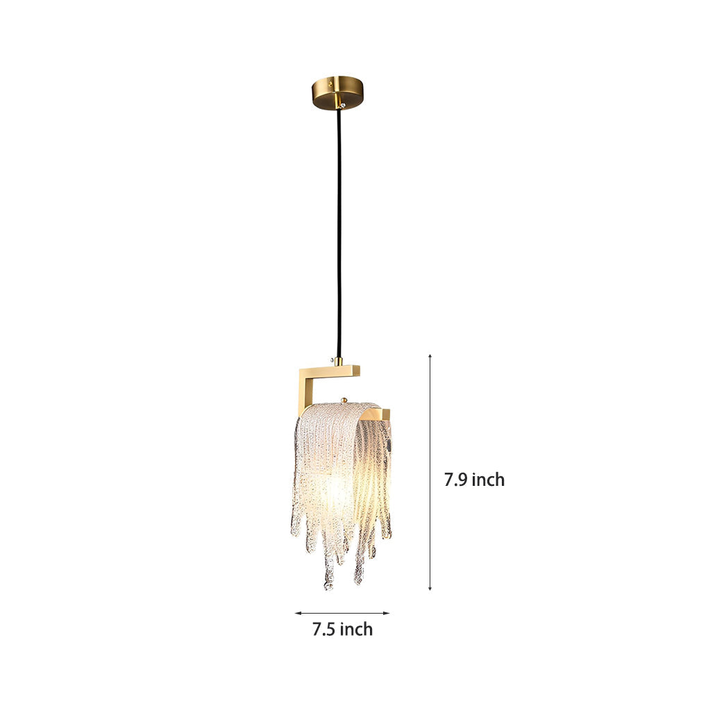 Modern Handmade Glass Pendant Light with Copper Finish & LED