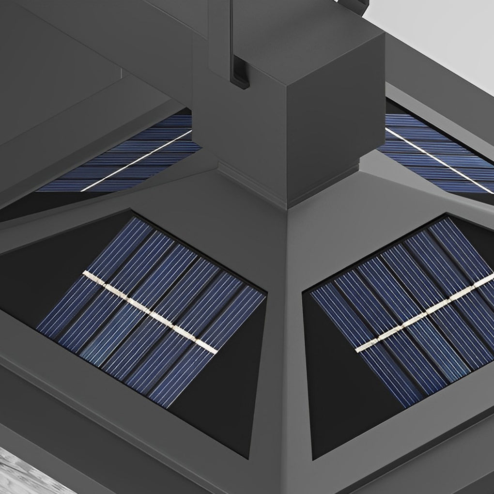 Modern Solar Outdoor Wall Light – Glass & Aluminum Black Sconce