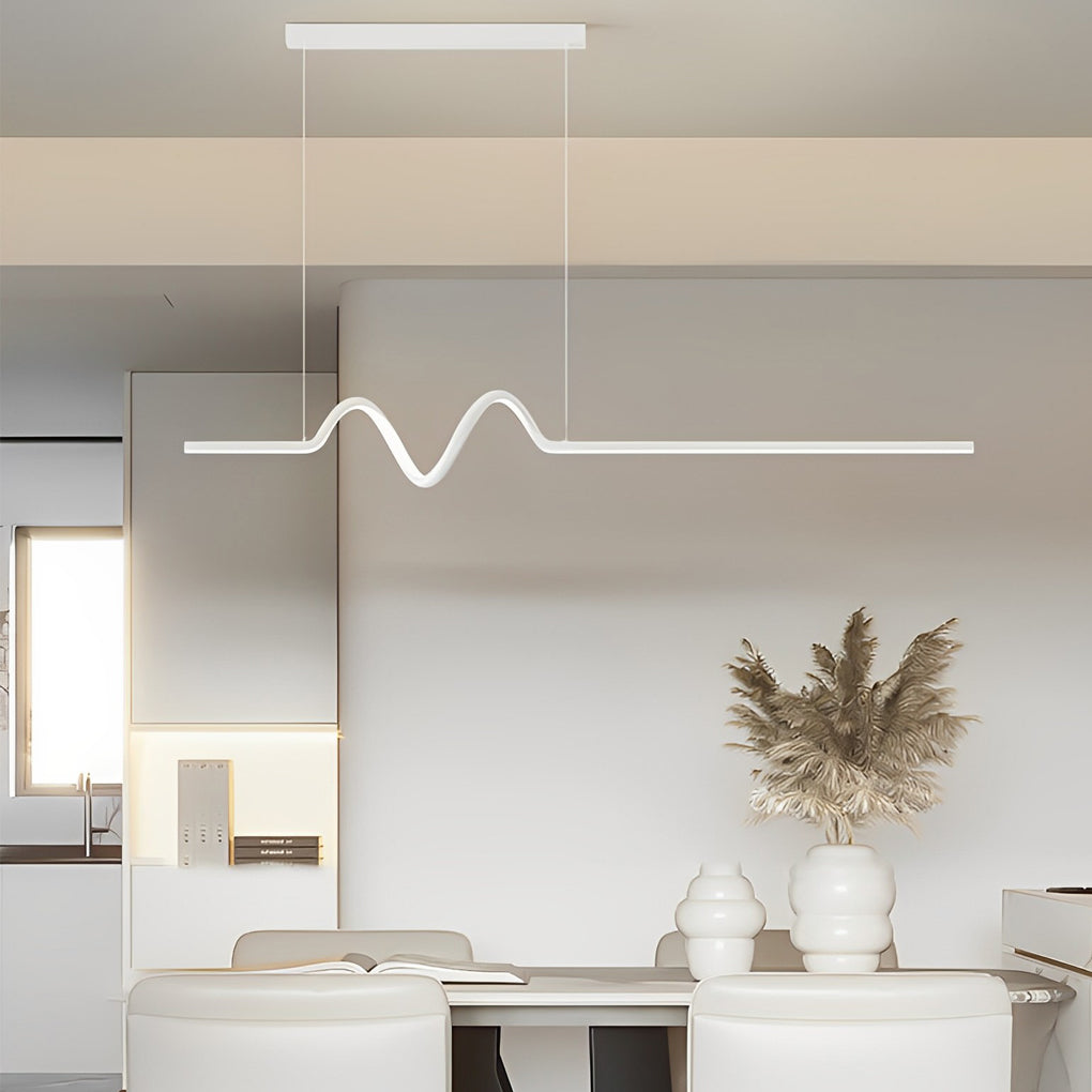 Modern Wavy LED Pendant Light with Stepless Dimming & Remote