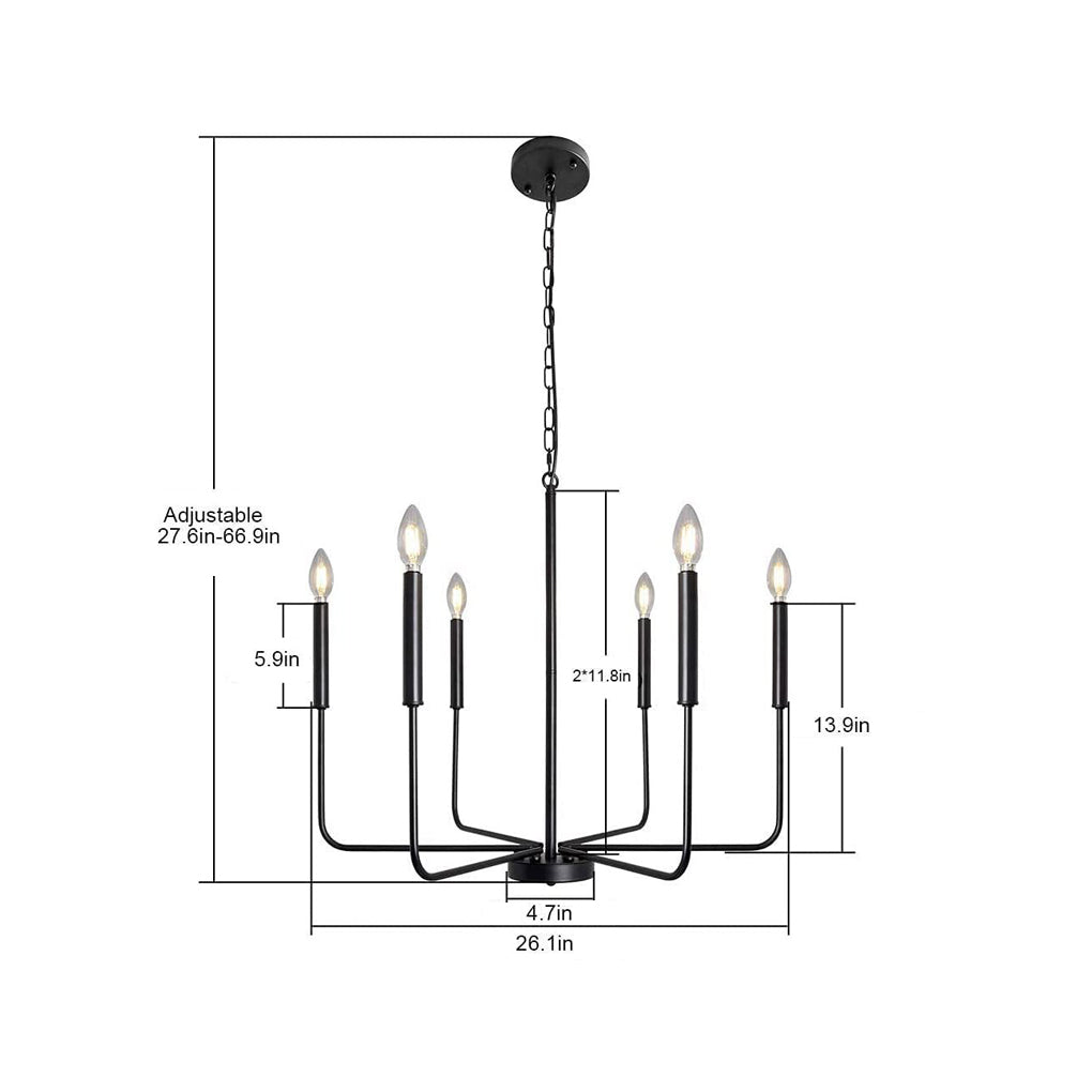 6-Light Iron Candlestick Chandelier - Rustic Industrial Design