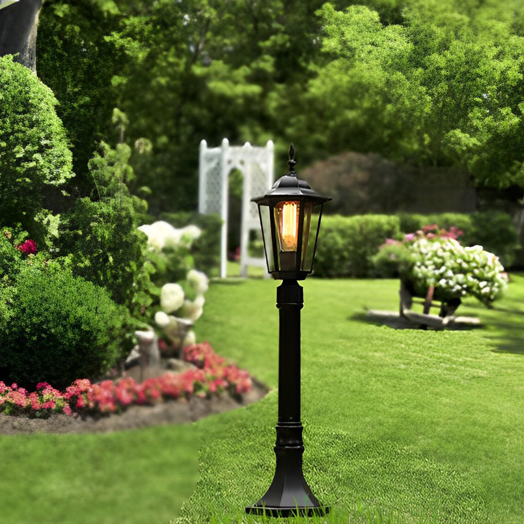 Traditional Black Aluminum Post Path Light E27 Waterproof 31 Inch