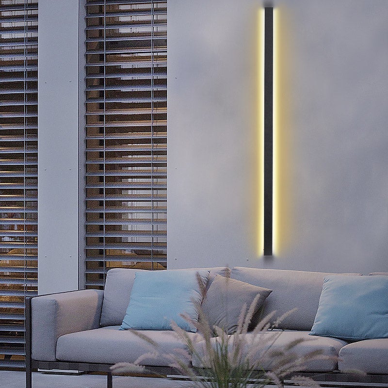 Linear LED Waterproof Outdoor Wall Light Black Minimalist Metal