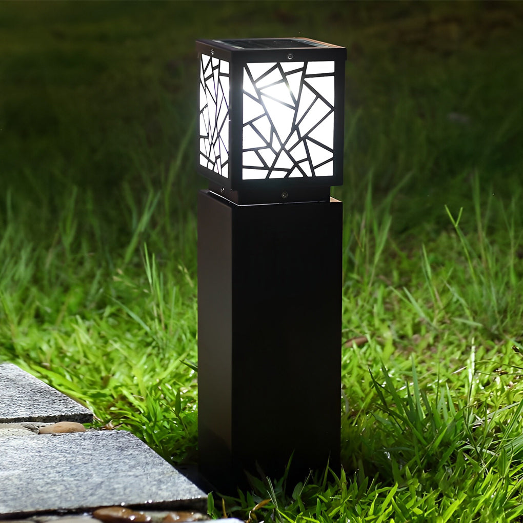 Modern Solar LED Bollard Path Light Black Waterproof Outdoor