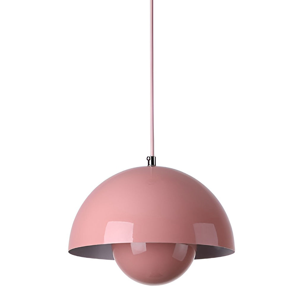 Mushroom Pendant Light – Metal Dome Shade with Warm Glow