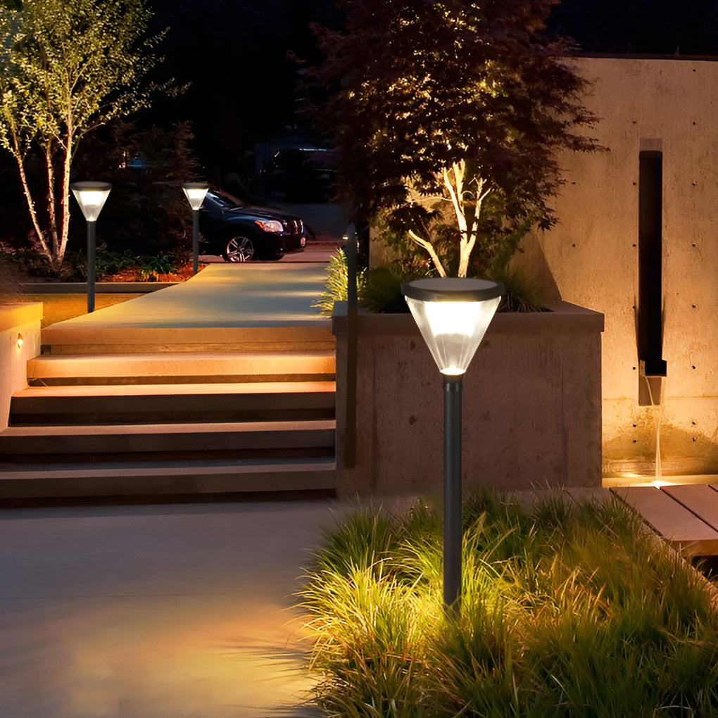 Modern Cone Solar LED Path Light - Outdoor Landscape Lighting