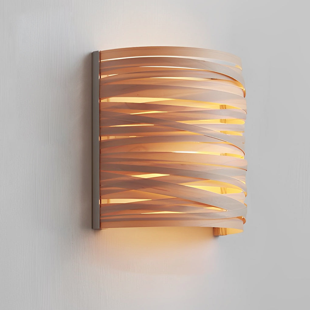 Handmade Wood Wall Sconce | Rustic Modern Semi-Cylindrical Design