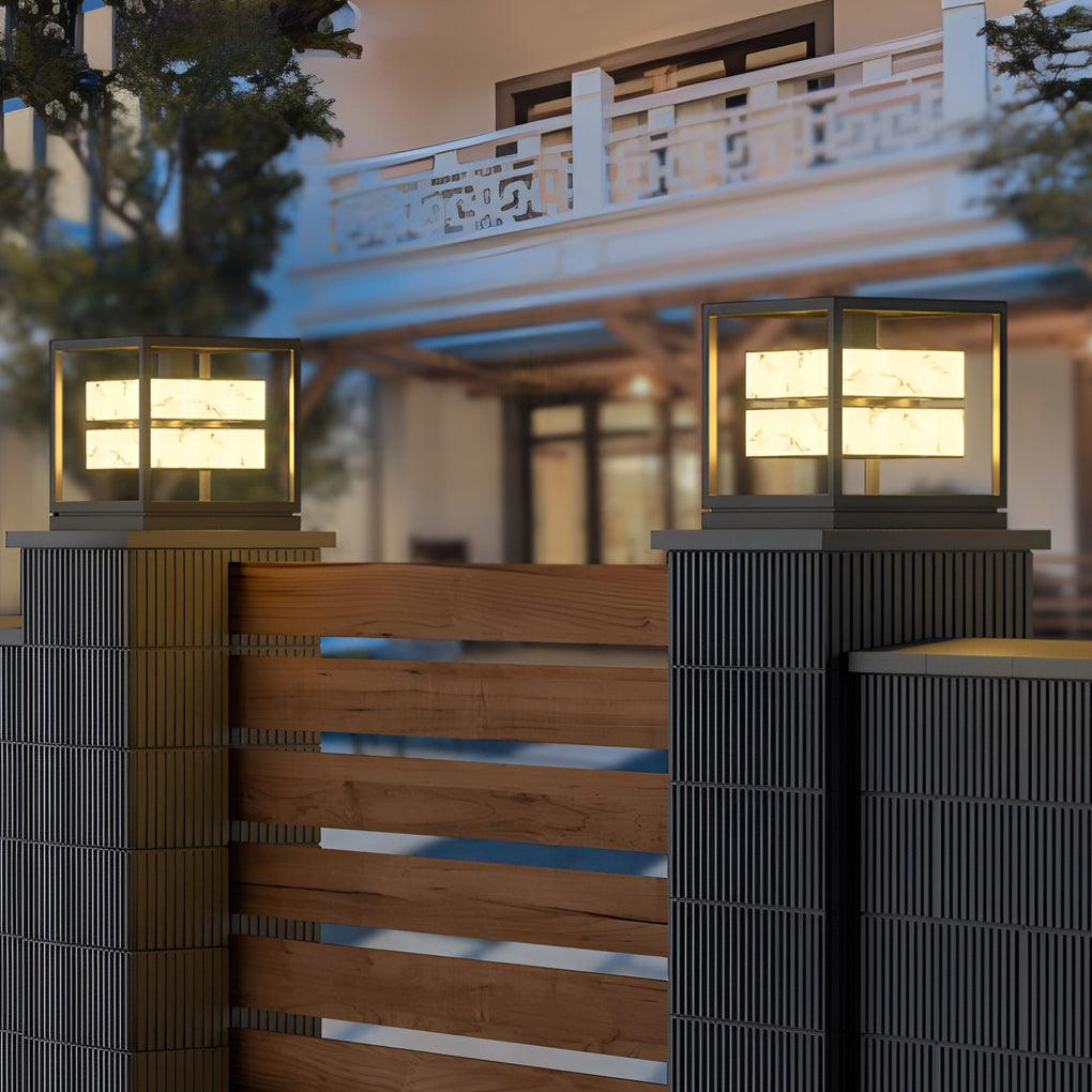 Square Solar LED Outdoor Post Cap Light - Waterproof Deck Pillar