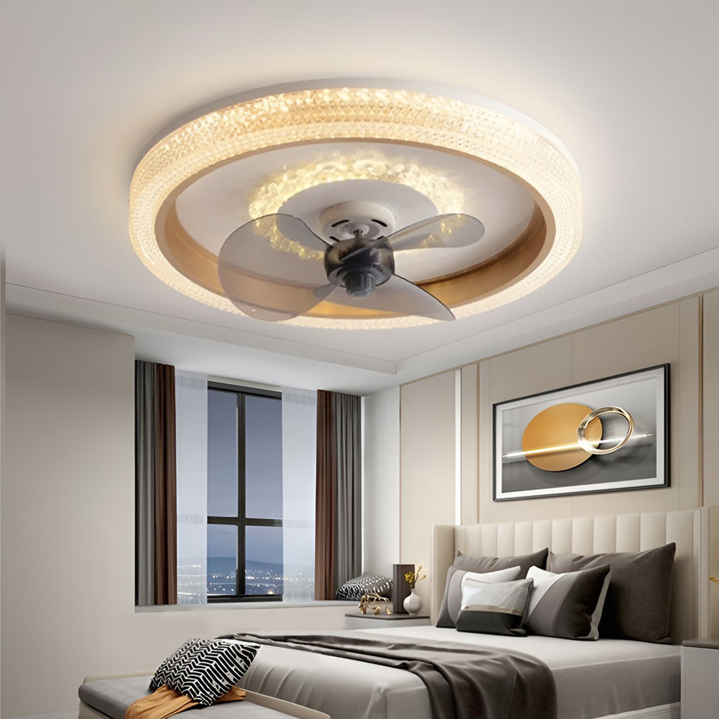Modern LED Ceiling Fan Light with Dimmable Remote & 360° Rotation