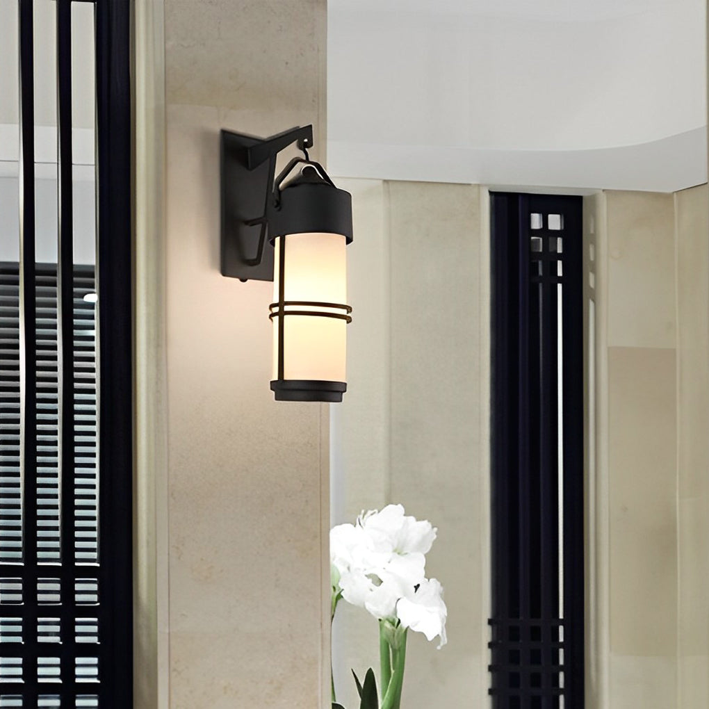 Retro Black Iron Wall Sconce with Glass Shade – Waterproof Outdoor