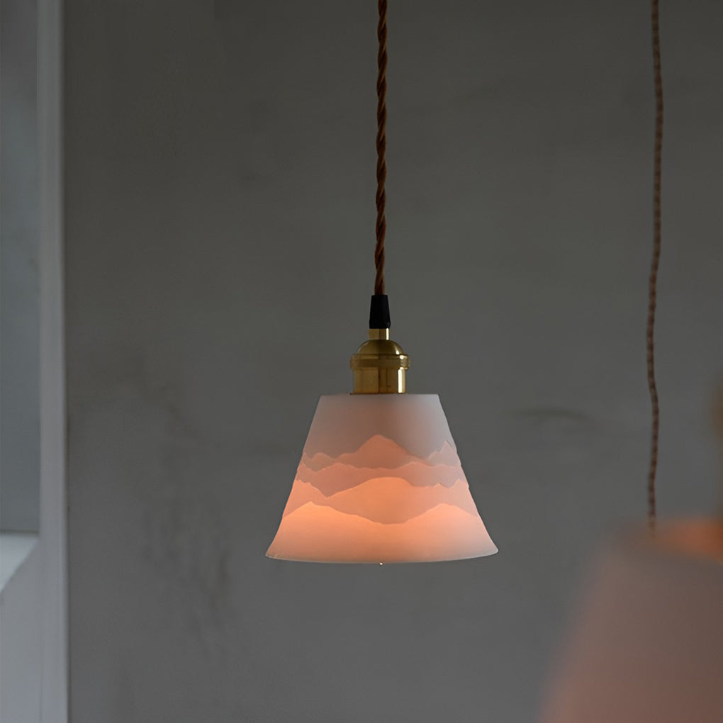 Nordic Ceramic Pendant Light with Mountain Shadow Design